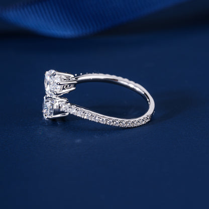 2.00 Toi Et Moi Lab Grown Diamond Double Pear Cut Engagement Ring
