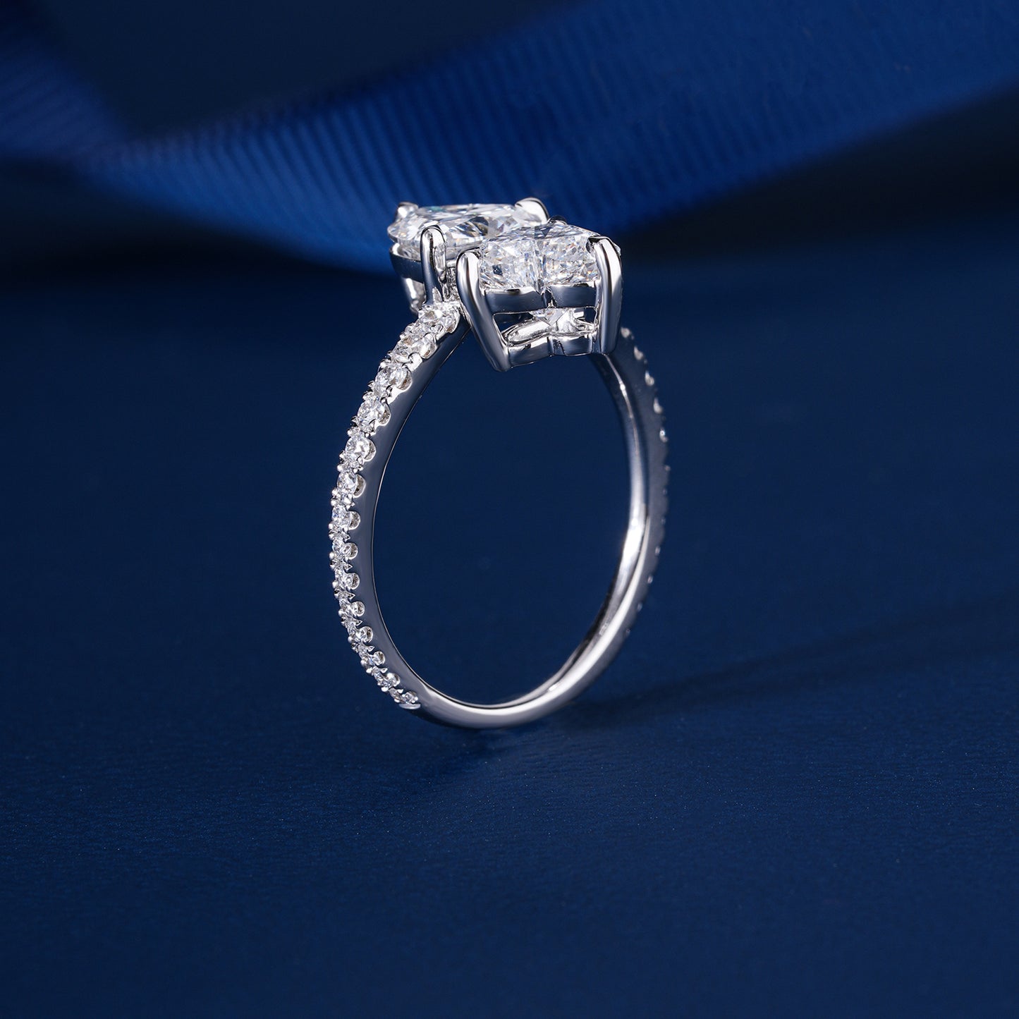 2.00 Toi Et Moi Lab Grown Diamond Double Pear Cut Engagement Ring
