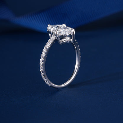 2.00 Toi Et Moi Lab Grown Diamond Double Pear Cut Engagement Ring