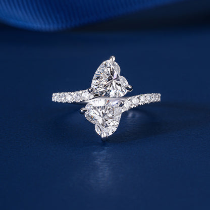 2.00 CT Toi Et Moi Lab Grown Diamond Double Heart Cut  Engagement Ring