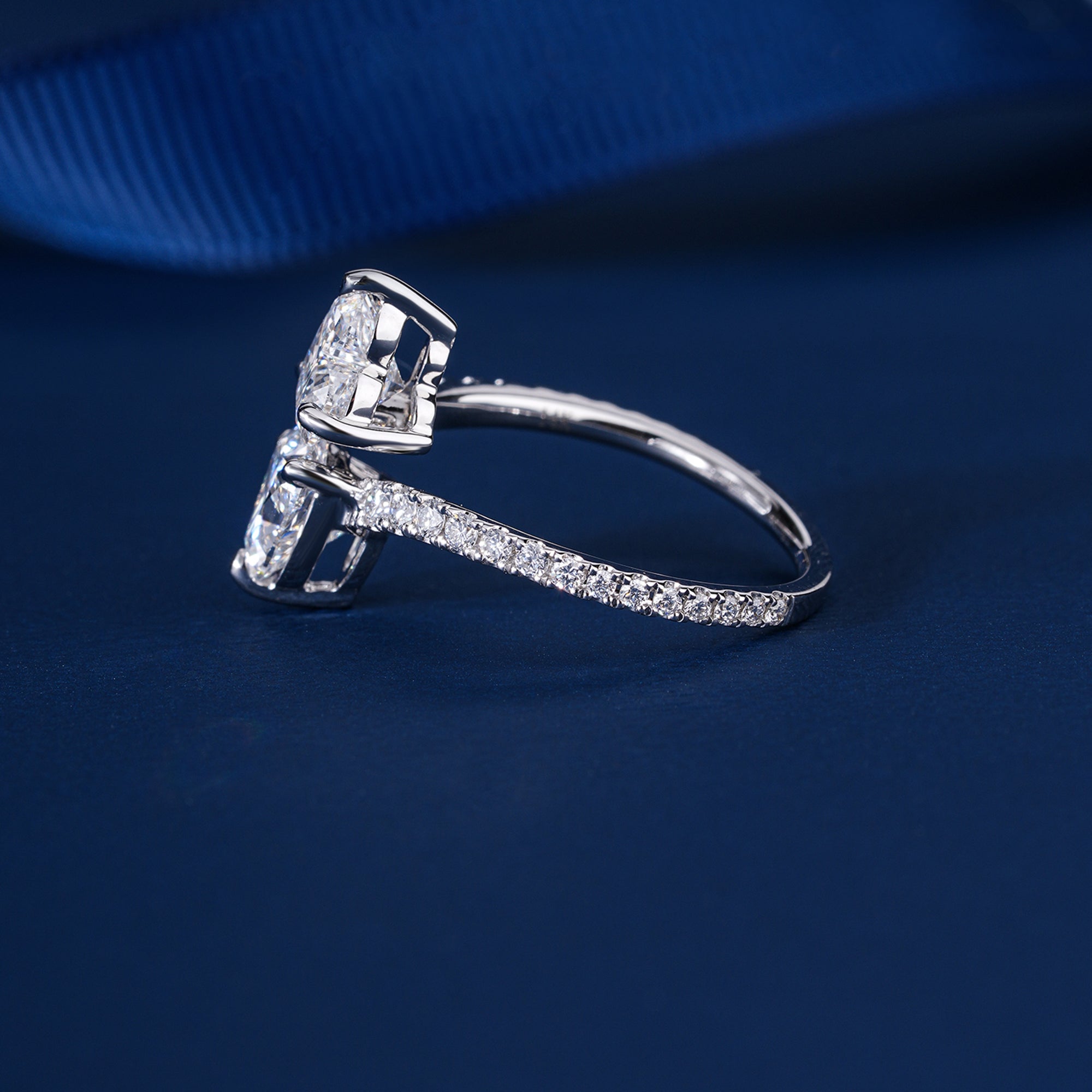 2.2 CT Toi Et Moi Lab Grown Diamond Double Heart Cut  Engagement Ring