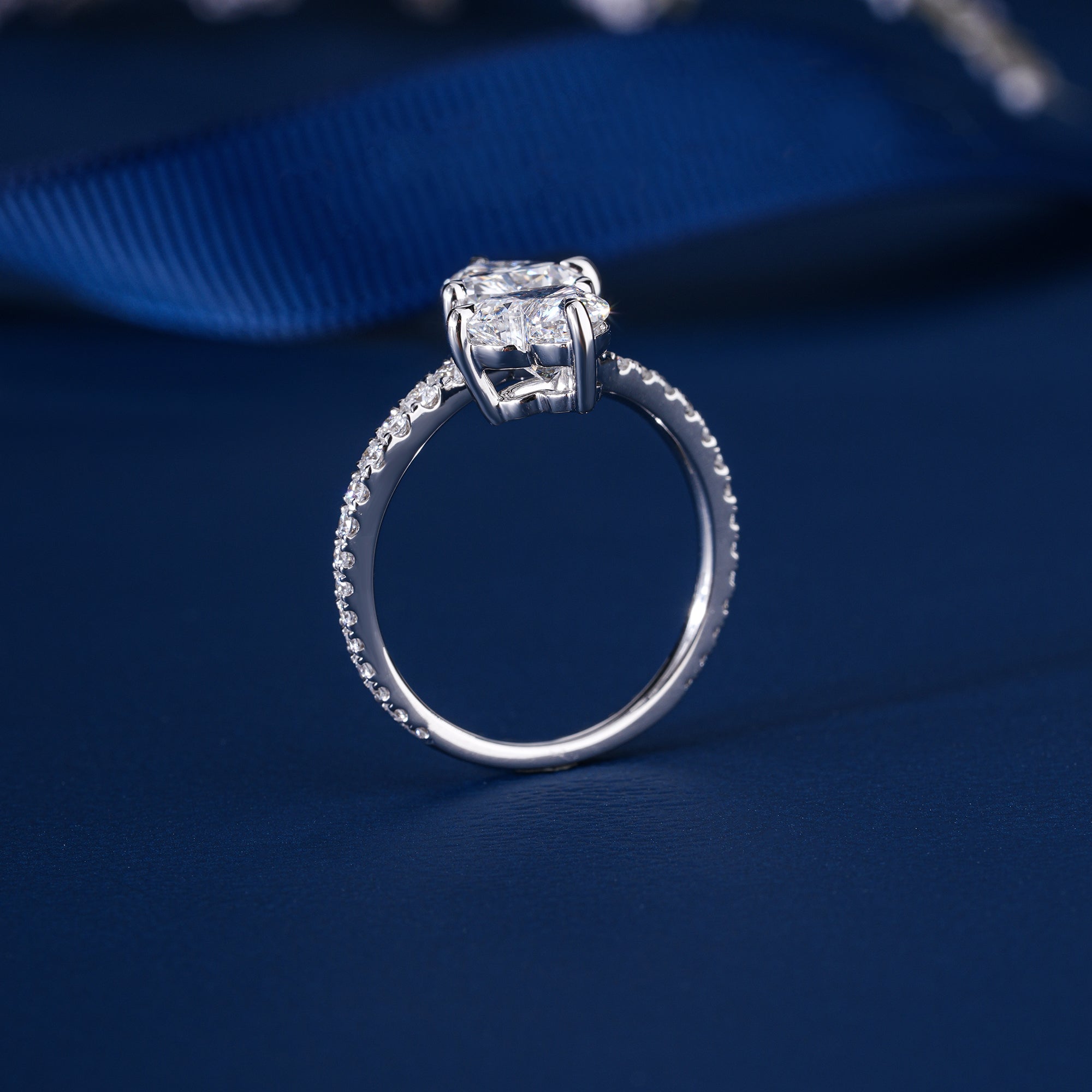 2.2 CT Toi Et Moi Lab Grown Diamond Double Heart Cut  Engagement Ring