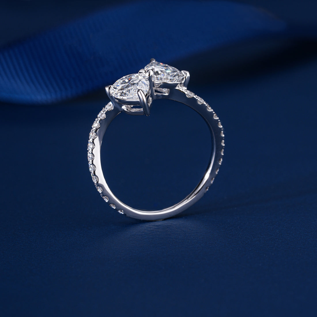 1.9 CT Toi Et Moi Lab Grown Diamond Double Pear Cut Engagement Ring