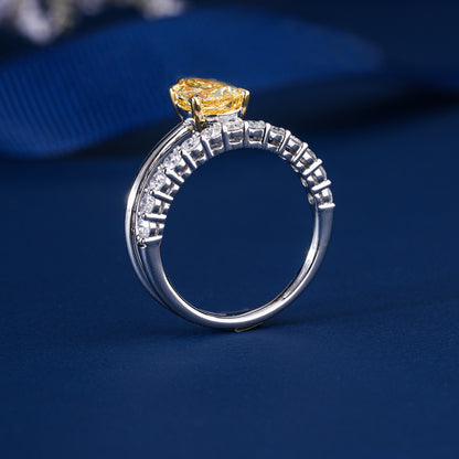 1.50 CT IGI Certified Yellow Pear Double Band Engagement Ring