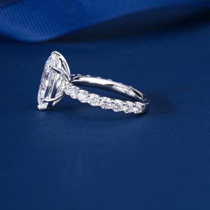 4.00 CT Oval Lab Grown Diamond Pave 6 Prong Ring Unique Ring