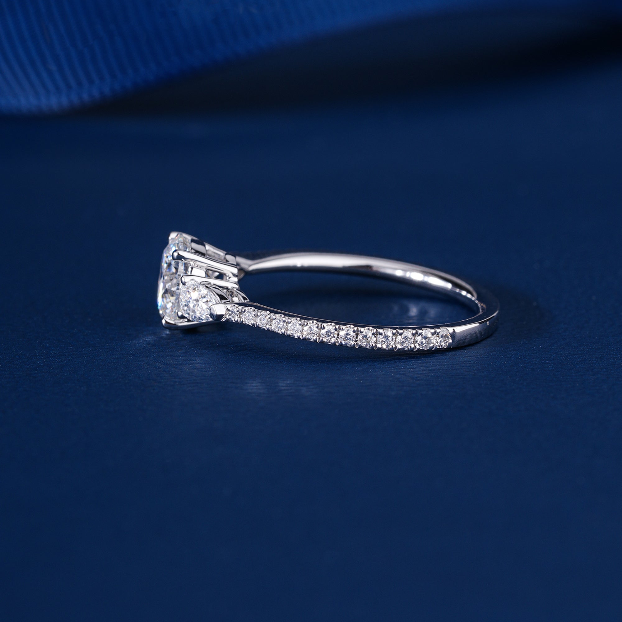 1.0ct Round Shape Lab Grown Diamond Dainty Pave Set Solid Gold Bridal Engagement Ring