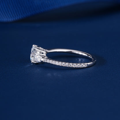 1.00 ct Round Shape Lab Grown Diamond Dainty Pave Set Solid Gold Bridal Engagement Ring