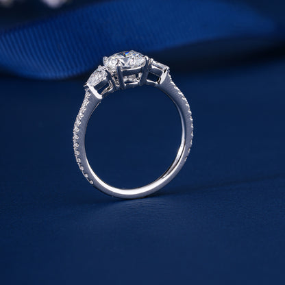 1.00 ct Round Shape Lab Grown Diamond Dainty Pave Set Solid Gold Bridal Engagement Ring