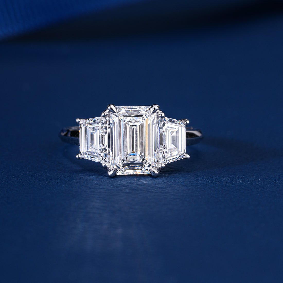 2.10 CT Emerald Cut Diamond Engagement Ring, 14K 18K Gold Lab Diamond Ring, Massive Emerald Solitaire, Sparkling Pavé Band, Bridal Ring for Her