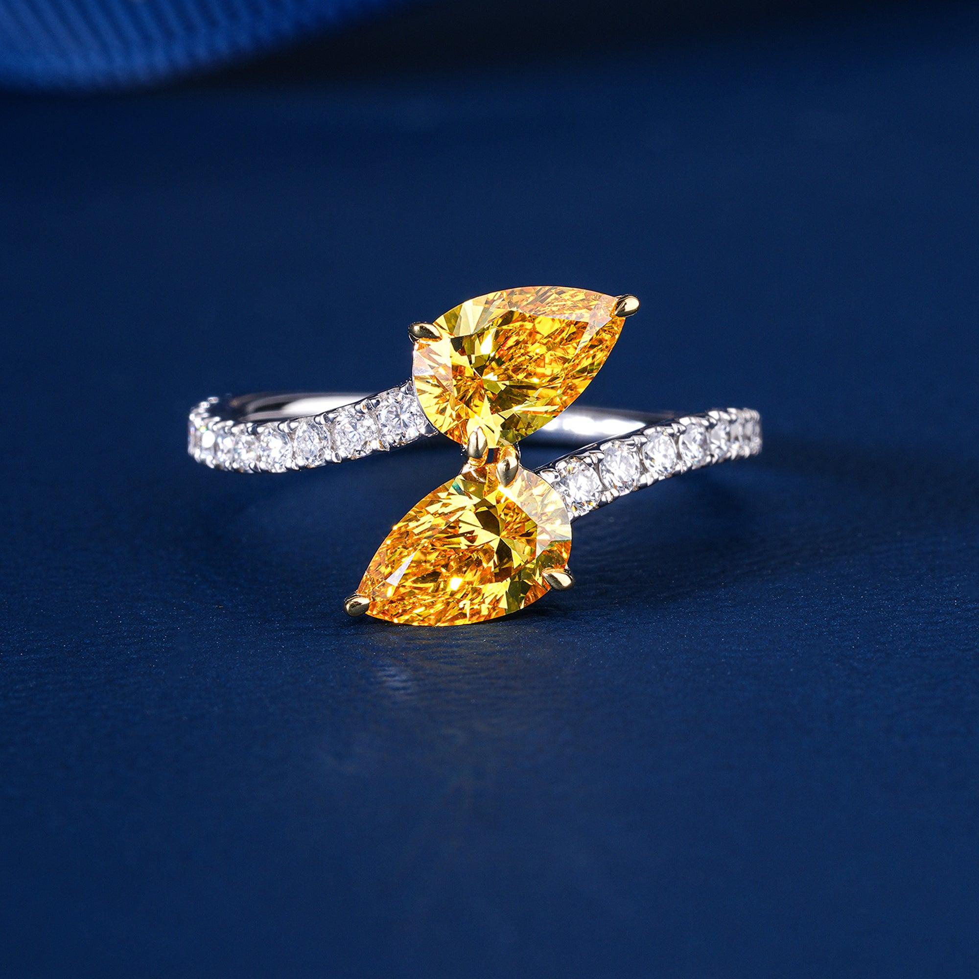 1.6 ct Yellow Lab Grown Diamond Open Style Bridal Promise Engagement Ring