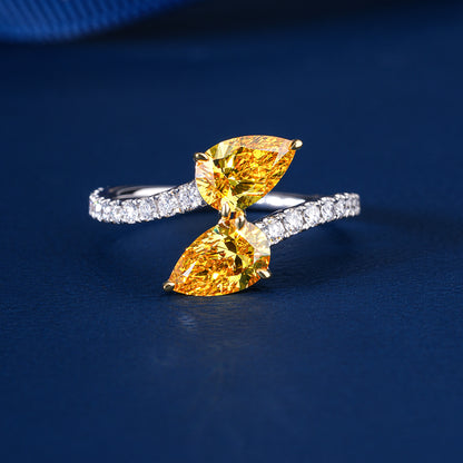1.50 ct Yellow Lab Grown Diamond Open Style Bridal Promise Engagement Ring
