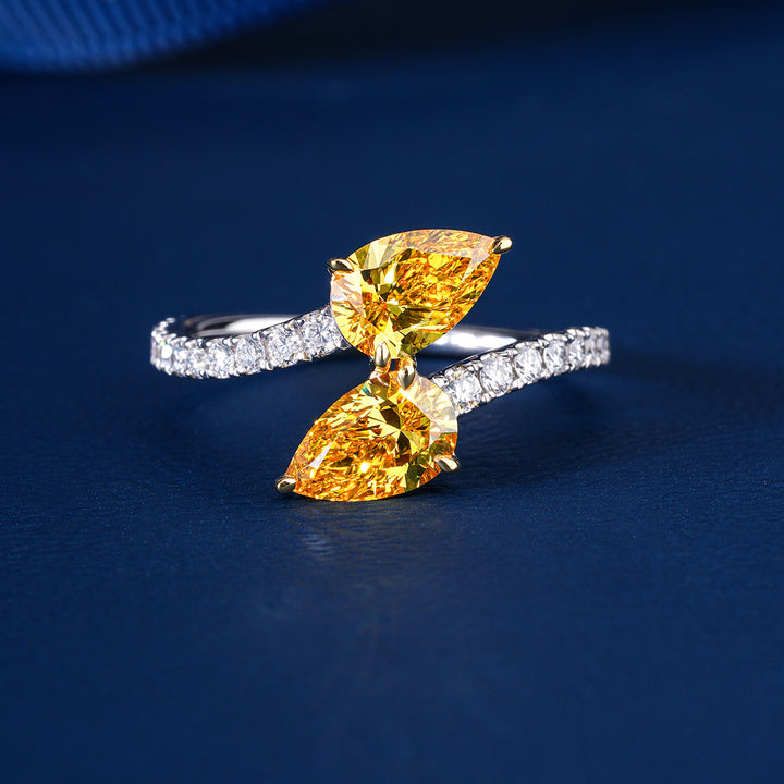 1.6 ct Yellow Lab Grown Diamond Open Style Bridal Promise Engagement Ring