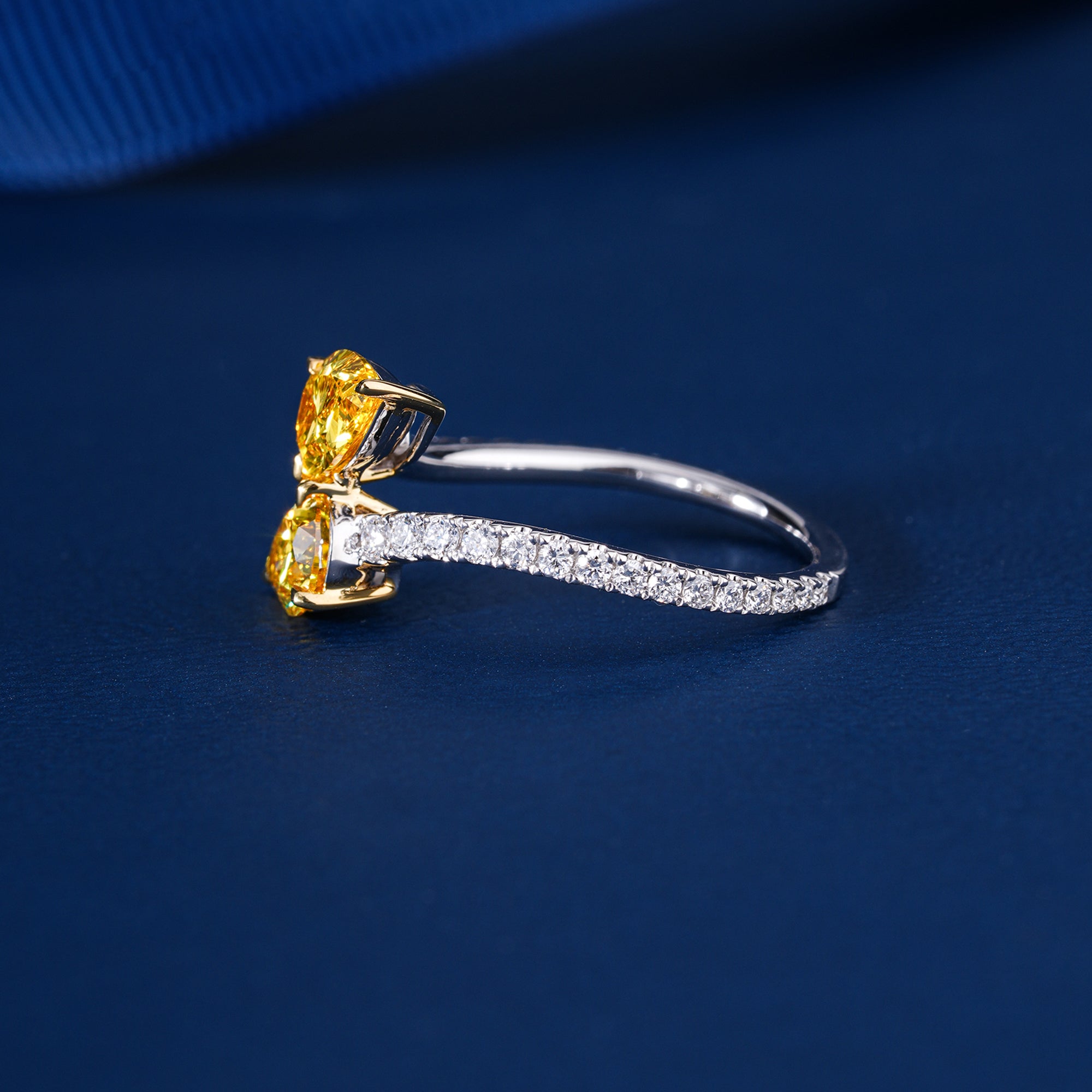 1.6 ct Yellow Lab Grown Diamond Open Style Bridal Promise Engagement Ring