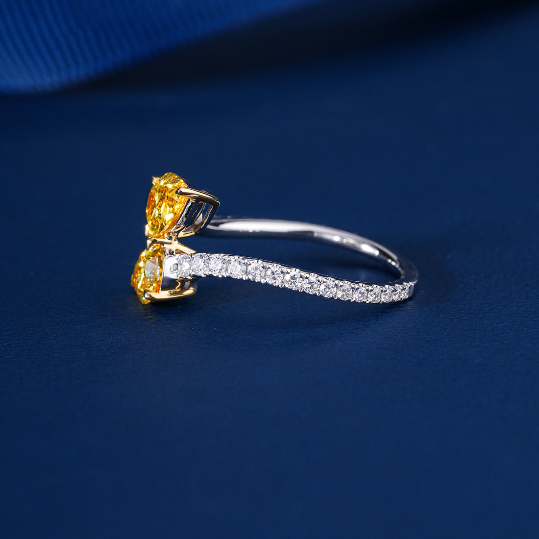 1.6 ct Yellow Lab Grown Diamond Open Style Bridal Promise Engagement Ring