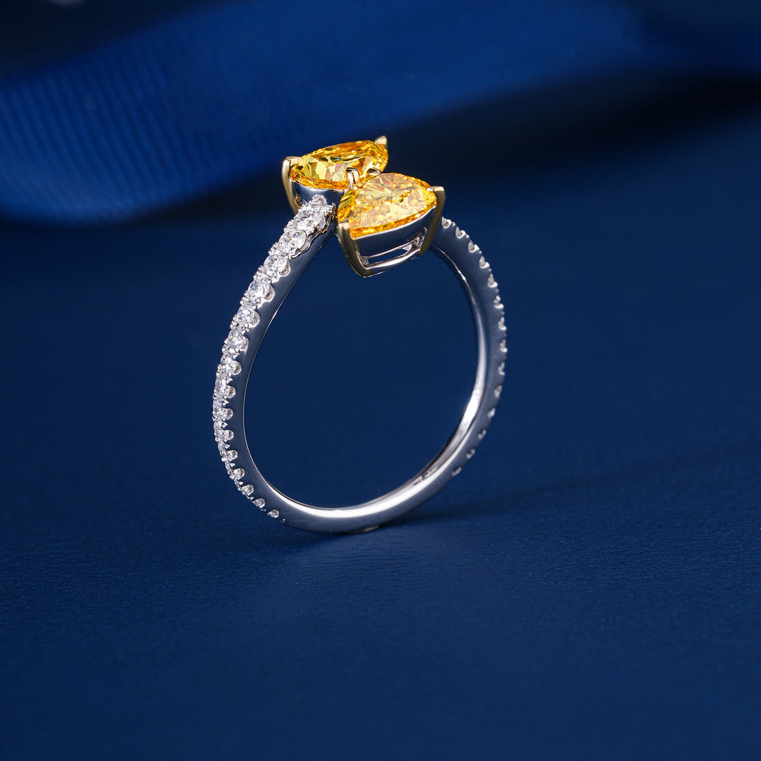 1.6 ct Yellow Lab Grown Diamond Open Style Bridal Promise Engagement Ring