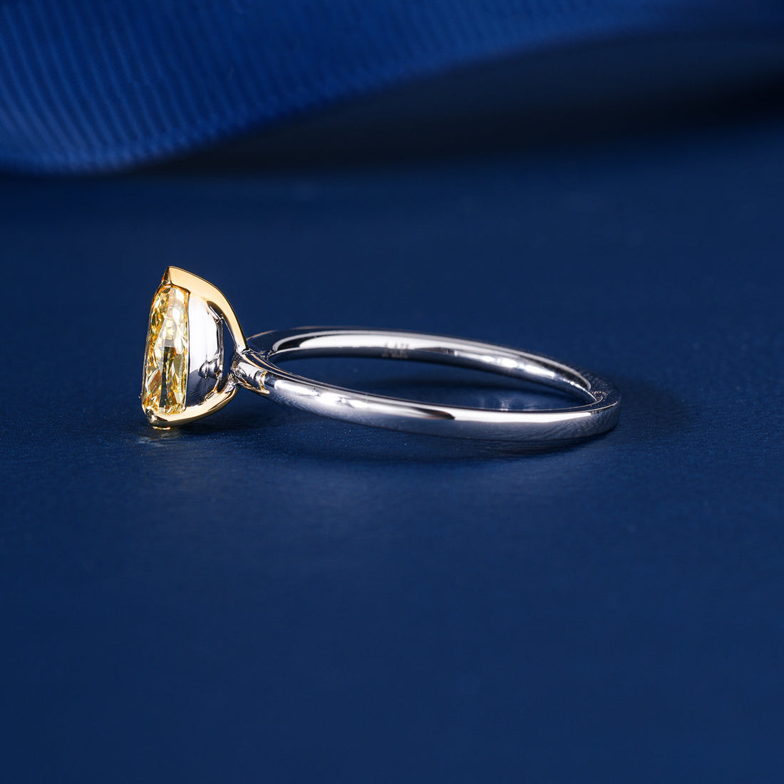 1.00 CT Fancy Yellow Pear Lab Grown Diamond Solitaire Teardrop Engagement Ring