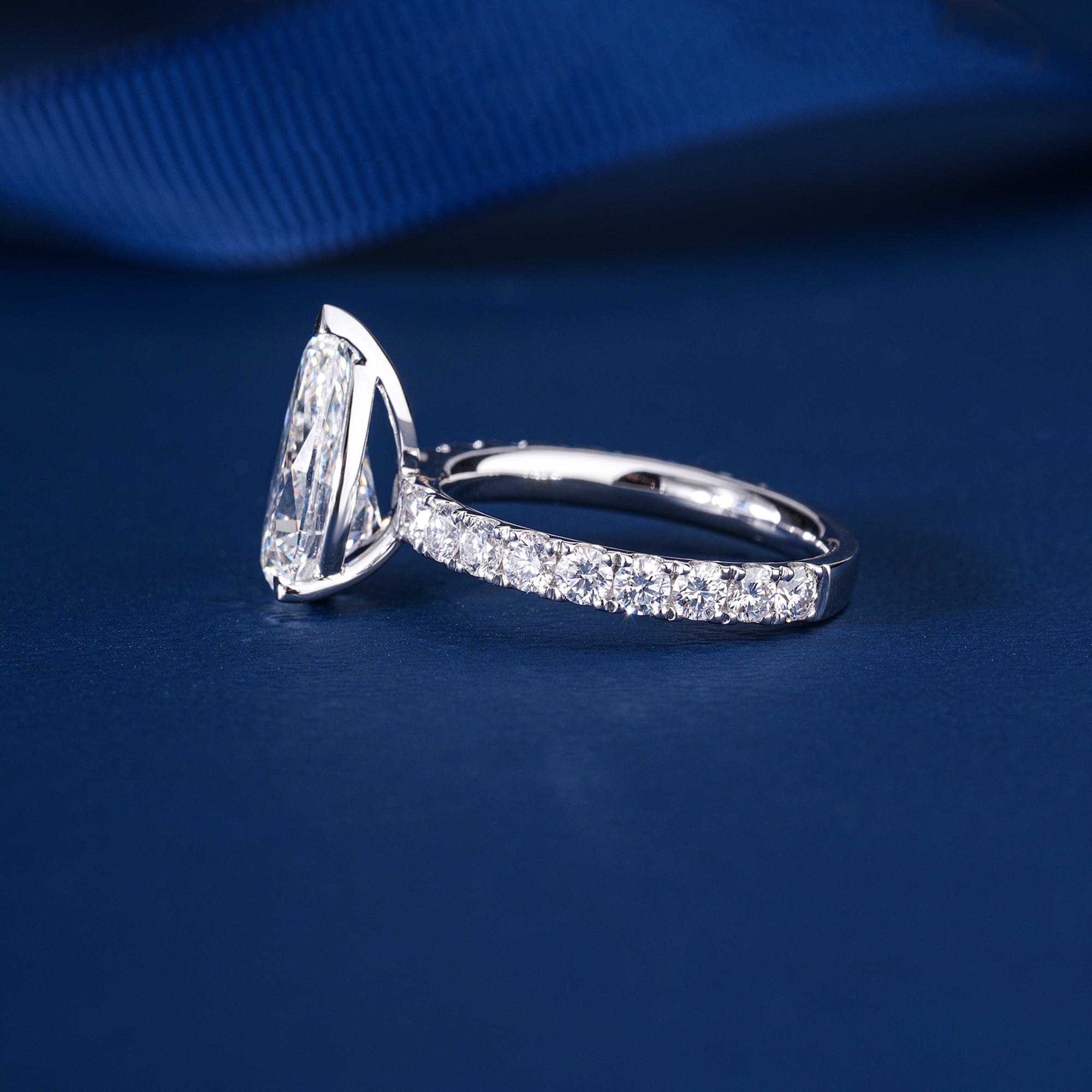 3.0 CT Pear Lab Grown Diamond Pave Style Engagement Ring