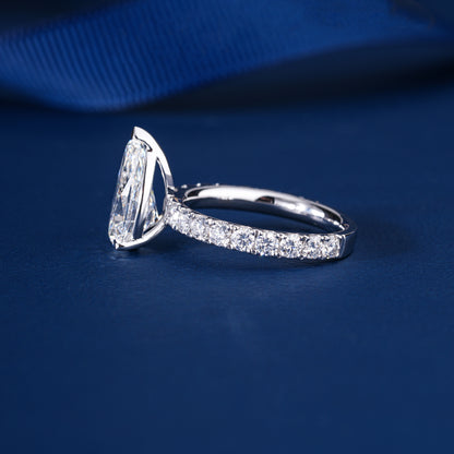 3.00 CT Pear Lab Grown Diamond Pave Style Engagement Ring