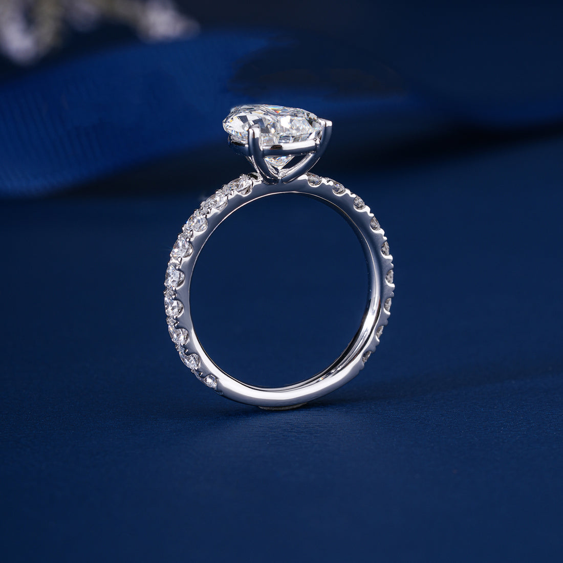 3.0 CT Pear Lab Grown Diamond Pave Style Engagement Ring