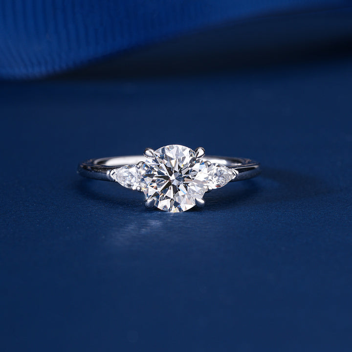 1.3 CT Round Lab Grown Diamond Pave Style Engagement Ring