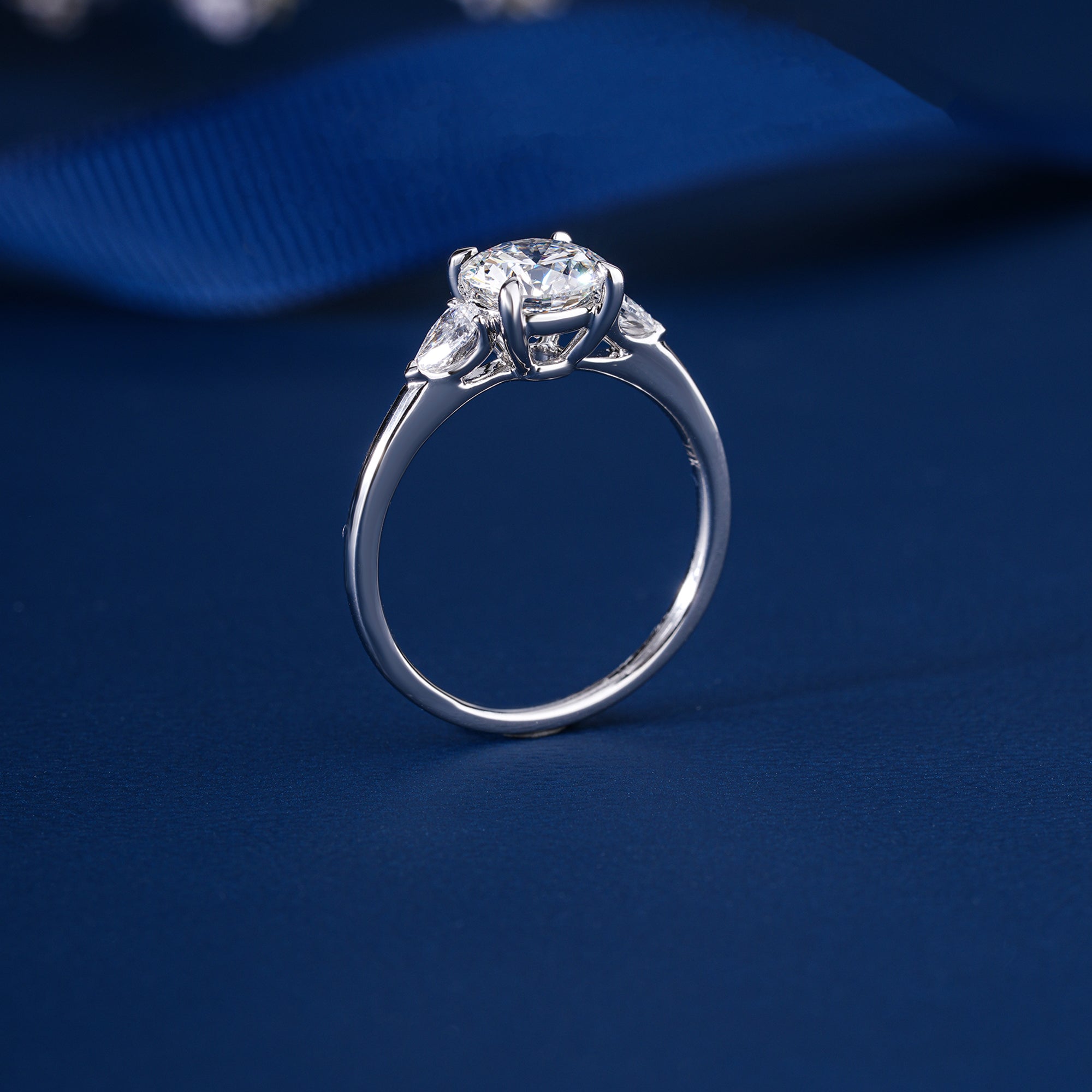 1.3 CT Round Lab Grown Diamond Pave Style Engagement Ring