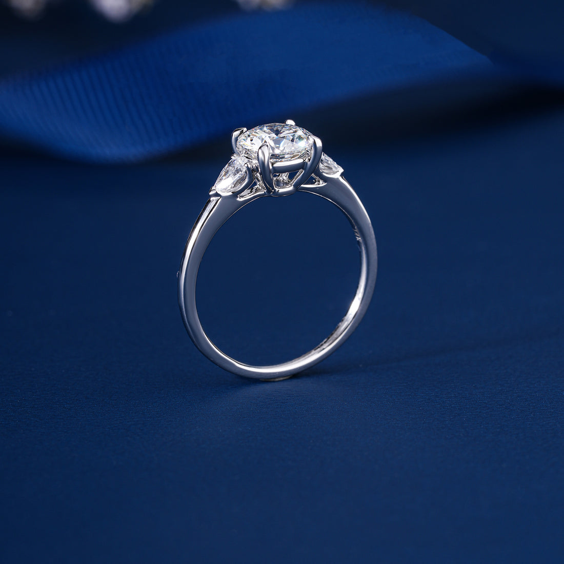 1.3 CT Round Lab Grown Diamond Pave Style Engagement Ring