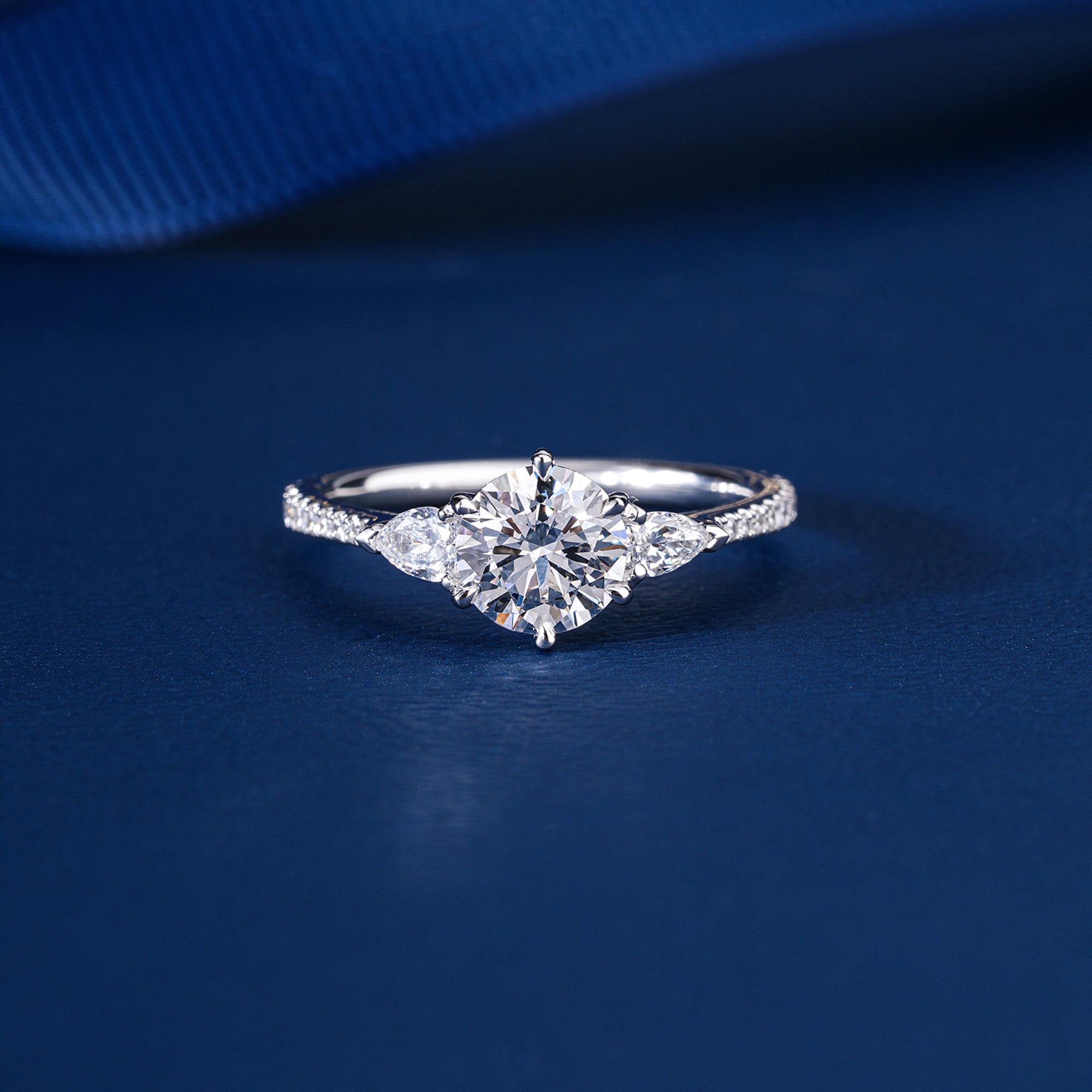 1.00 CT Round Cut Diamond Pave Set Engagement Ring