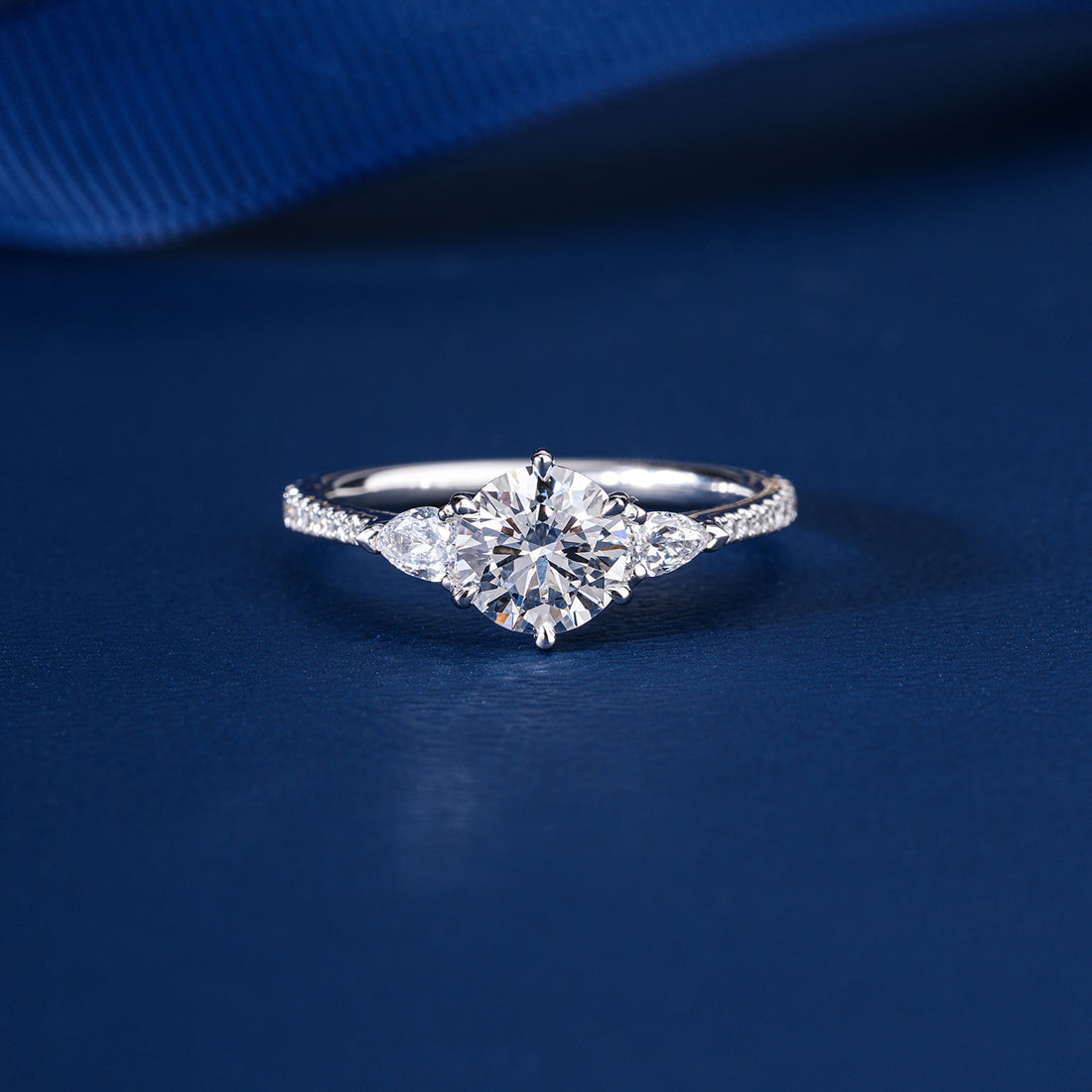 1.00 CT Round Cut Diamond Pave Set Engagement Ring