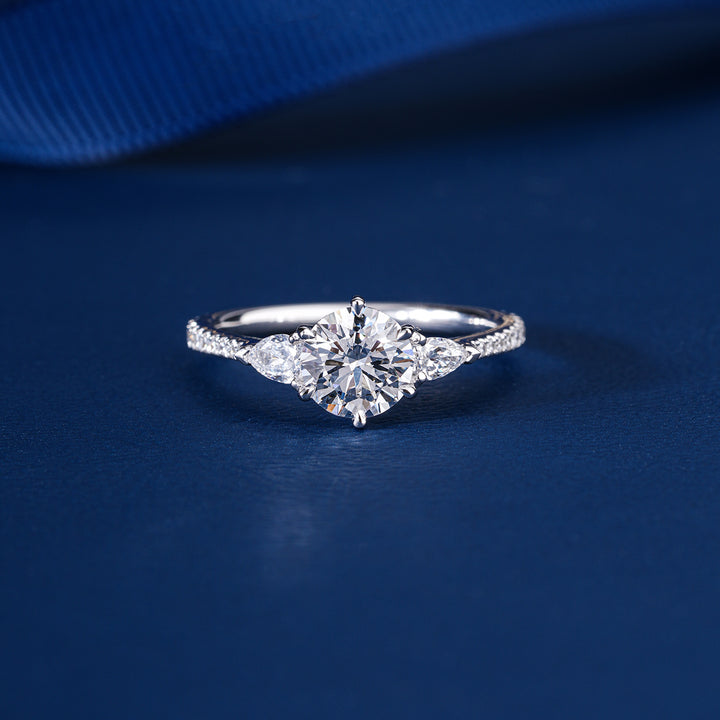 1.00 CT Round Cut Diamond Pave Set Engagement Ring