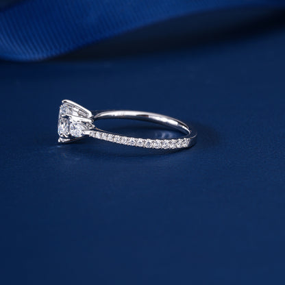 1.00 CT Round Cut Diamond Pave Set Engagement Ring