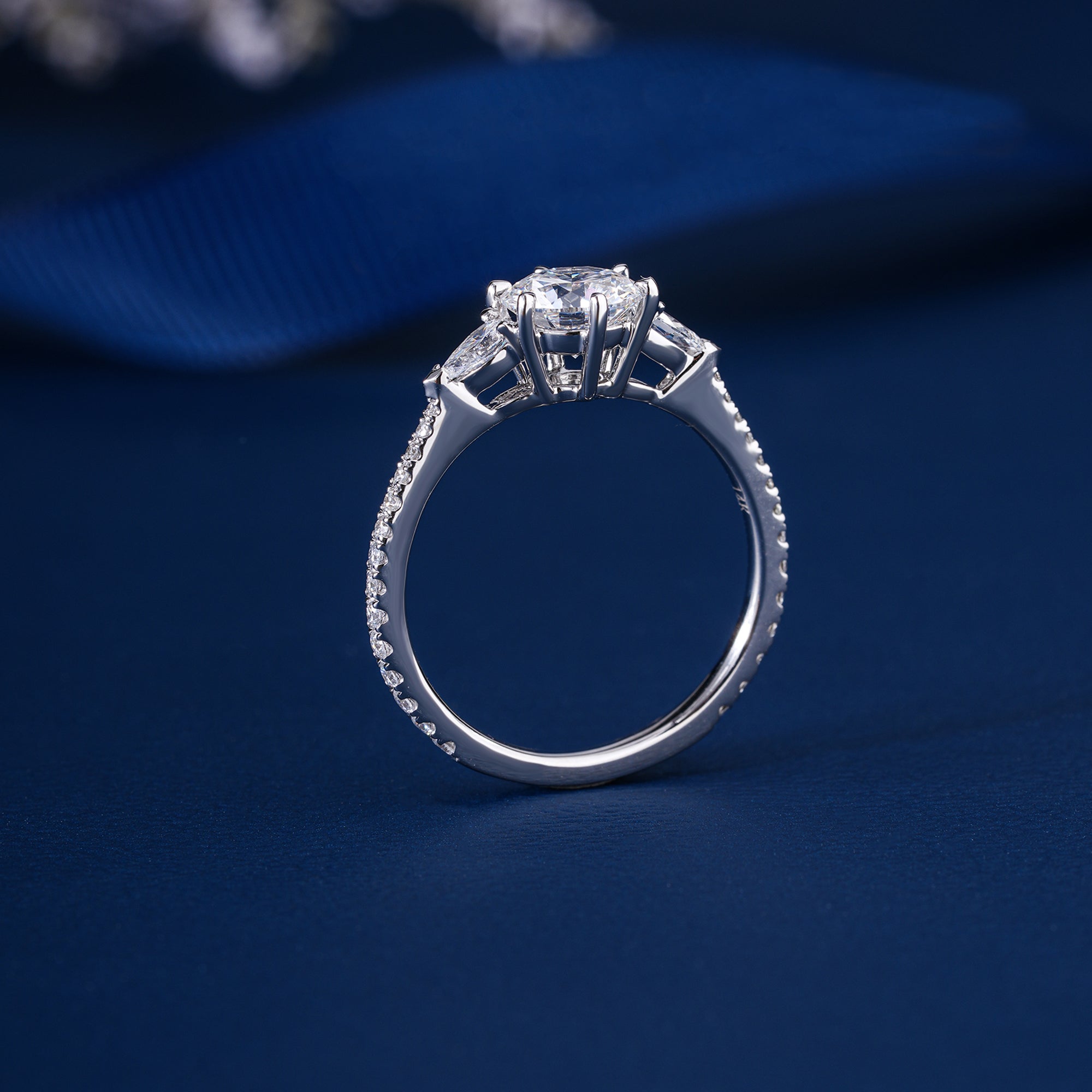 1.00 CT Round Cut Diamond Pave Set Engagement Ring