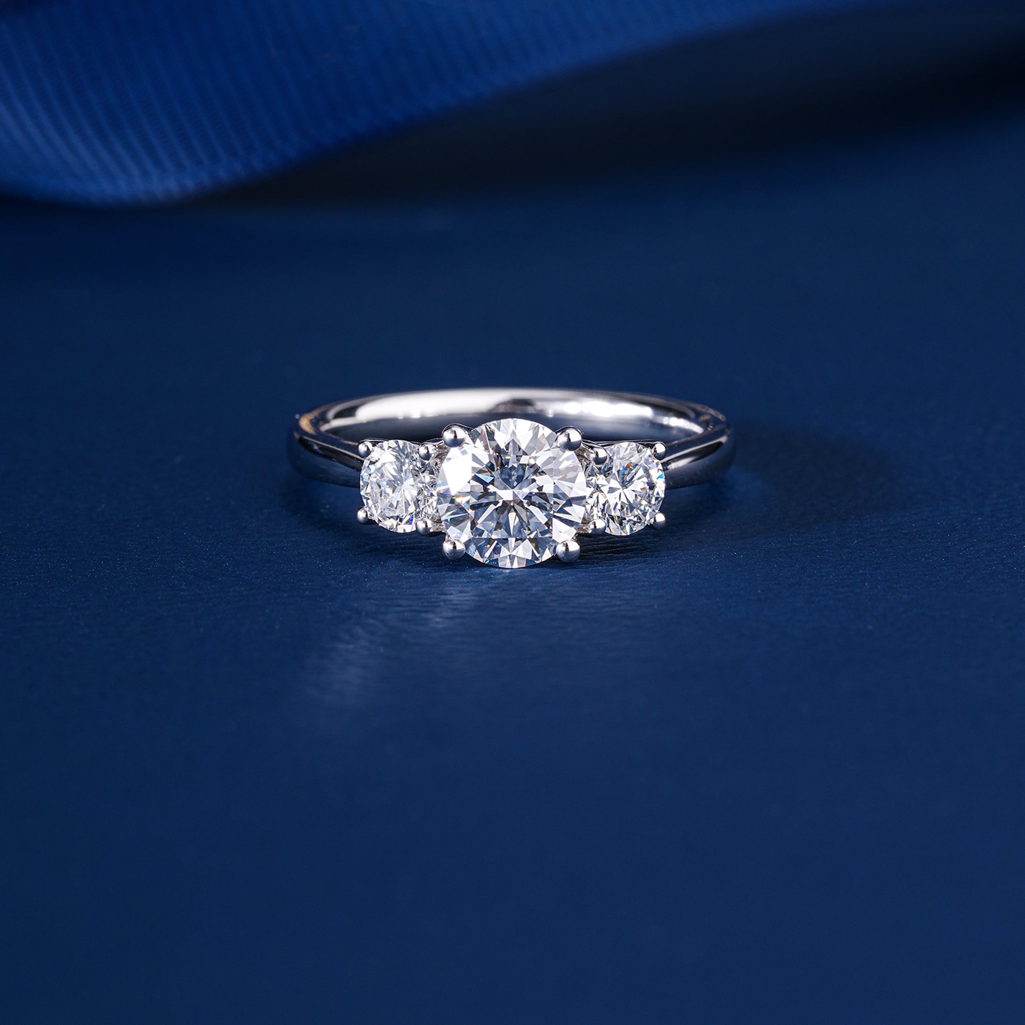 1.00 CT Round Brilliant Diamond Trilogy Engagement Ring