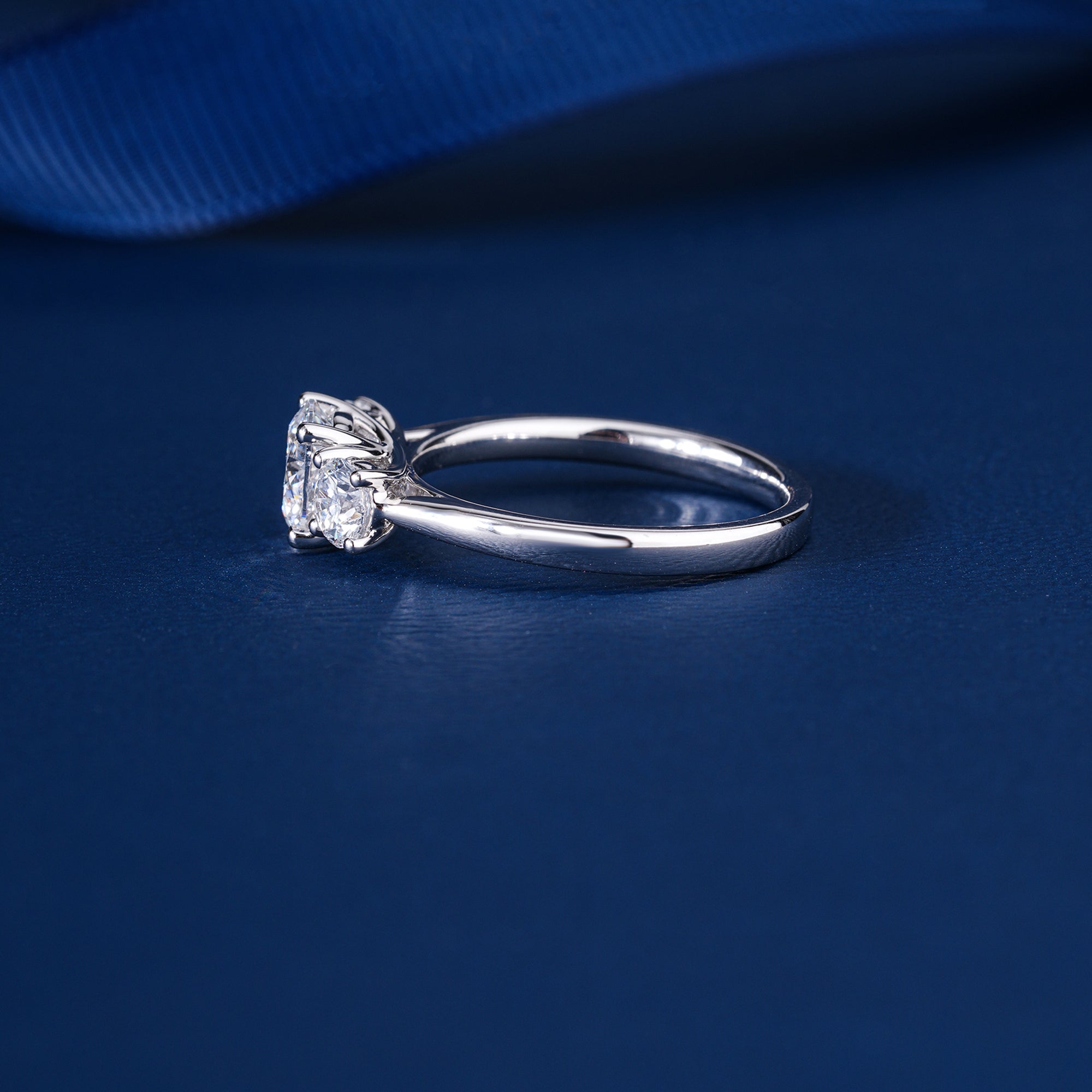 1.00 CT Round Brilliant Diamond Trilogy Engagement Ring