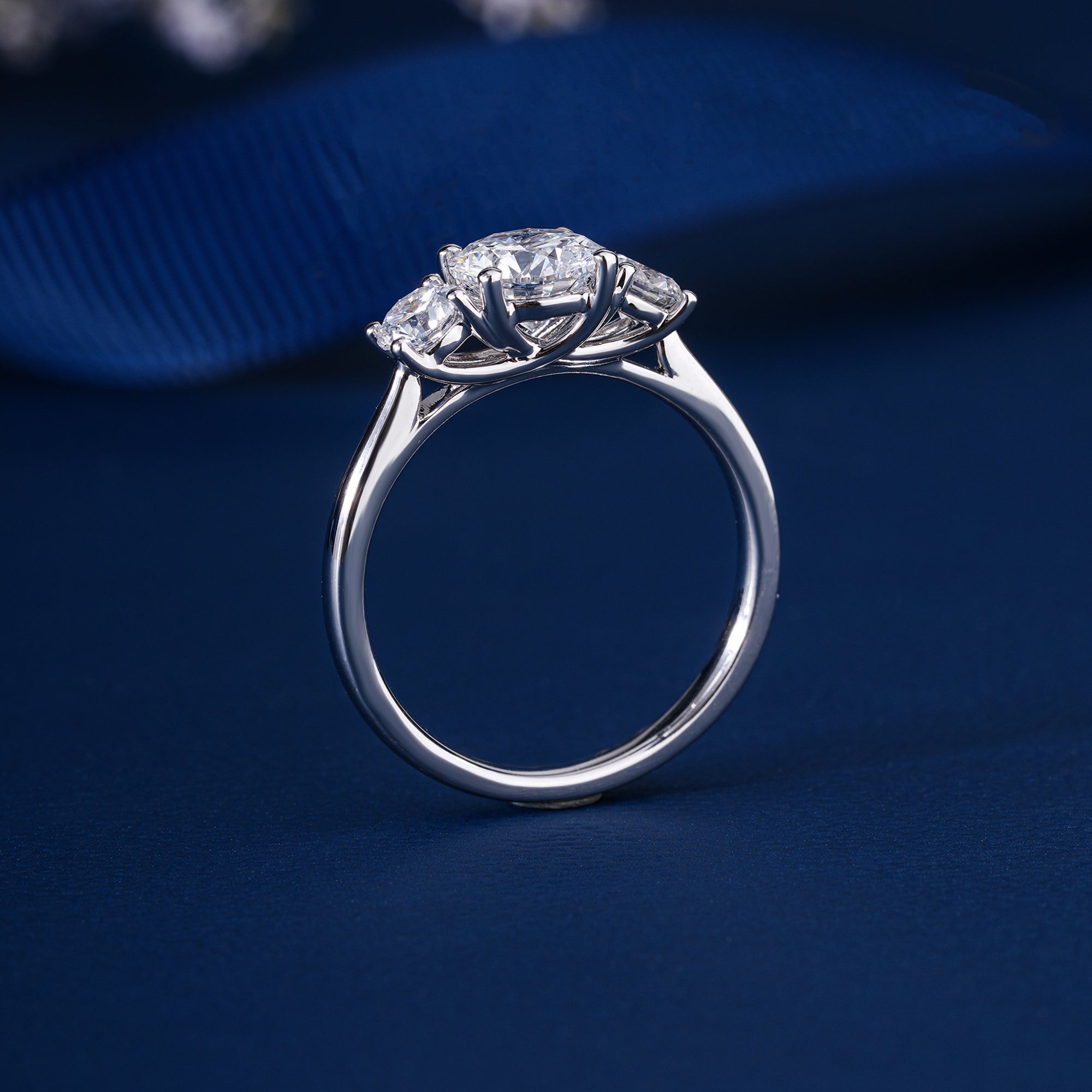 1.00 CT Round Brilliant Diamond Trilogy Engagement Ring