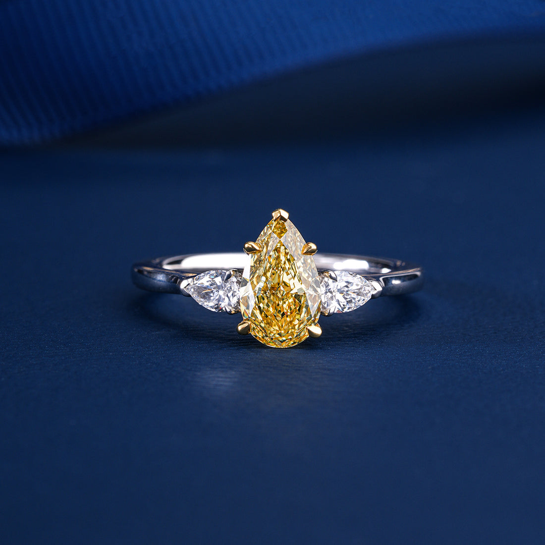 1.20 CT Yellow Pear Lab Grown Diamond Engagement Ring