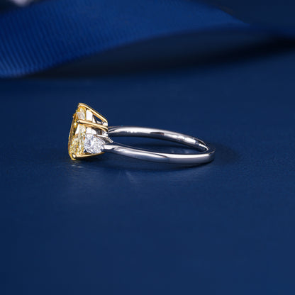 1.50 CT Yellow Pear Lab Grown Diamond Engagement Ring