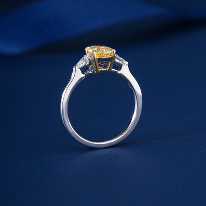 1.50 CT Yellow Pear Lab Grown Diamond Engagement Ring