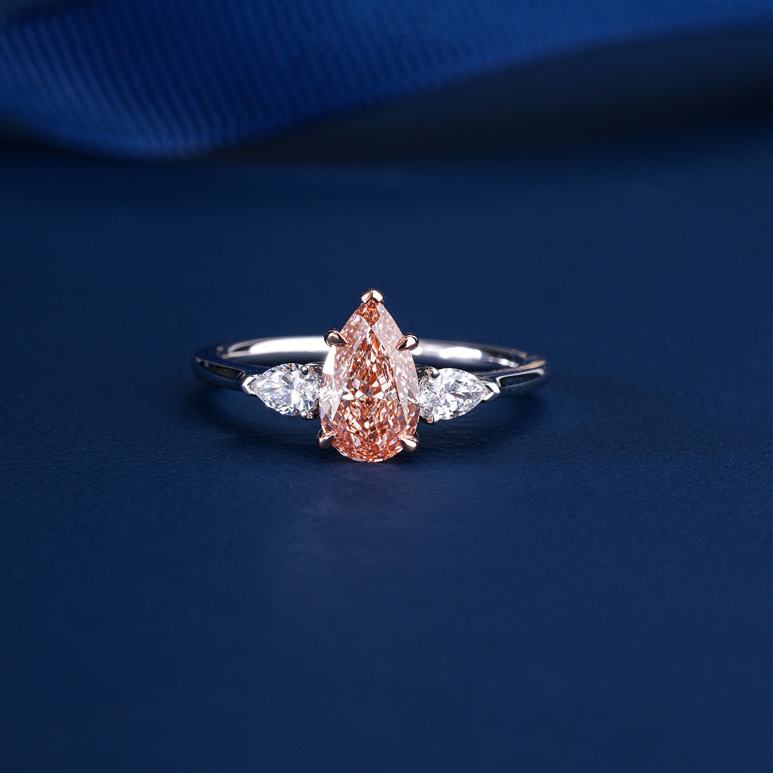 1.20 CT Pink Pear Trilogy Engagement Ring