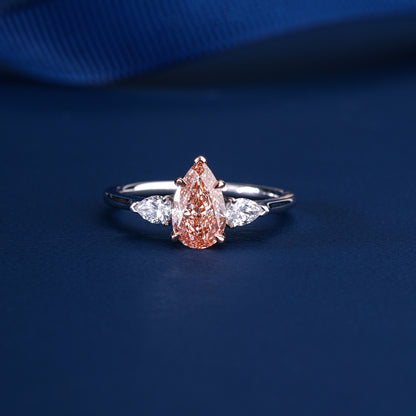 1.50 CT Pink Pear Trilogy Engagement Ring