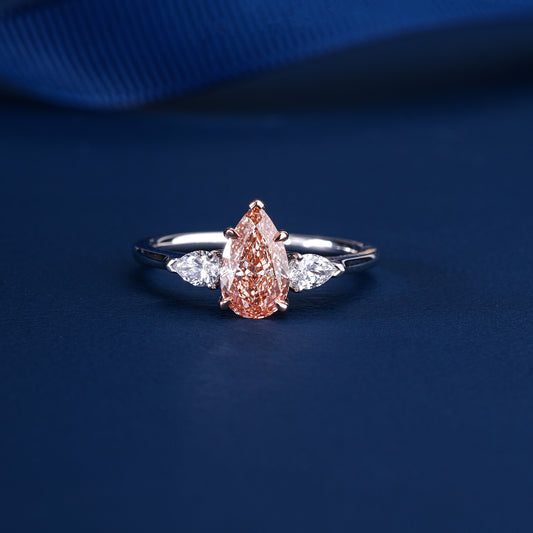 1.50 CT Pink Pear Trilogy Engagement Ring