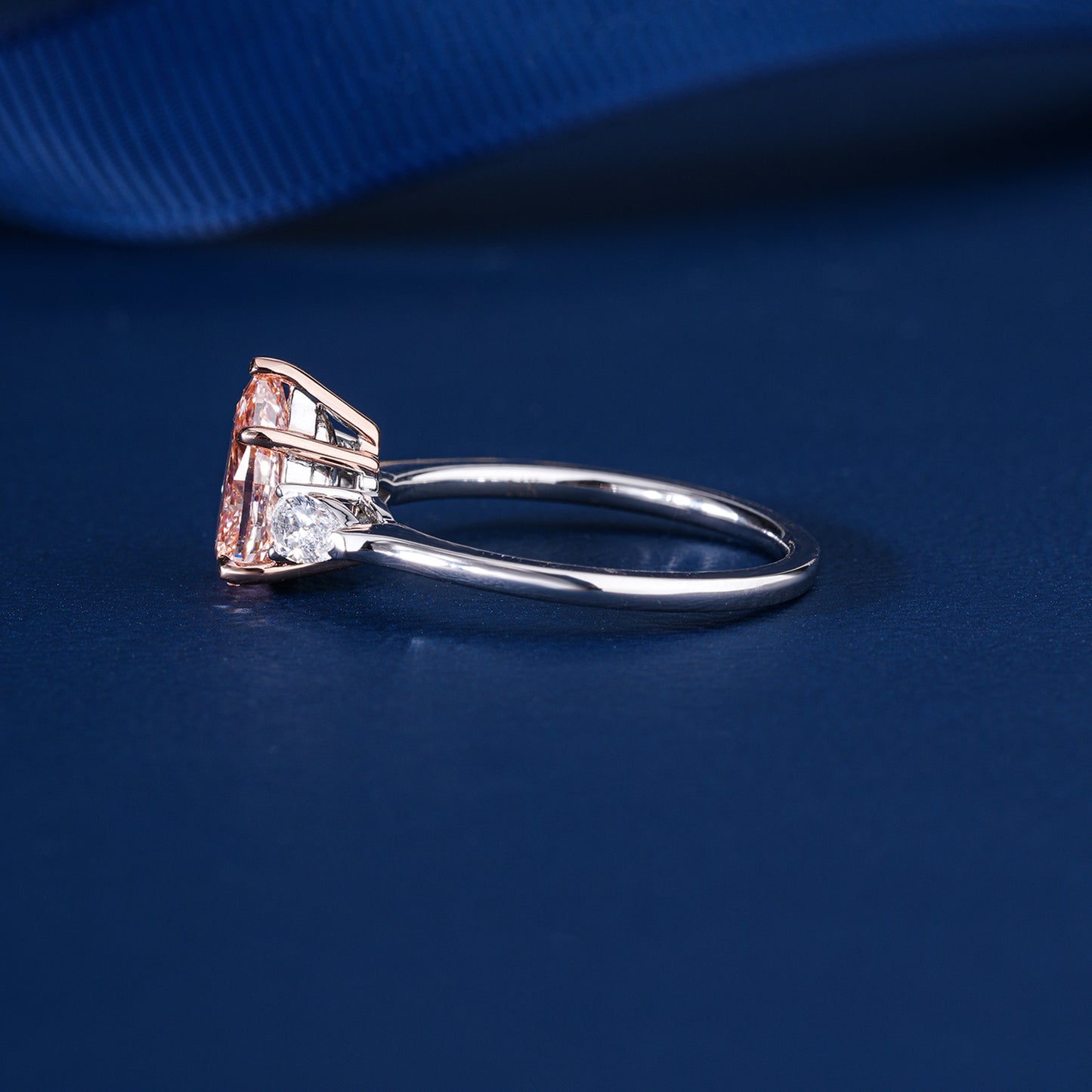 1.50 CT Pink Pear Trilogy Engagement Ring