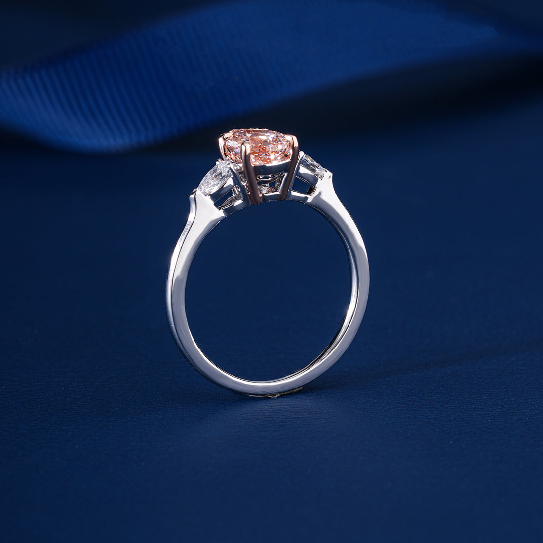 1.20 CT Pink Pear Trilogy Engagement Ring