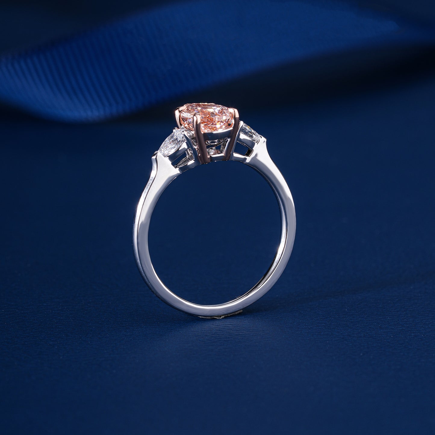 1.50 CT Pink Pear Trilogy Engagement Ring