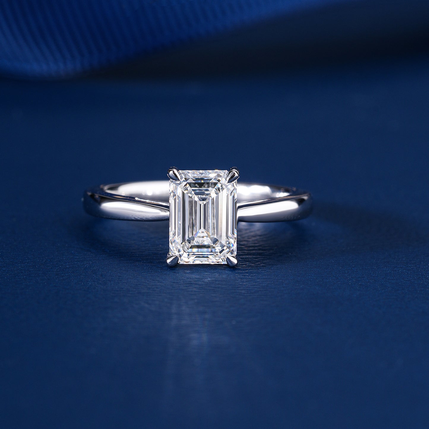 1.50 Emerald Cut Lab Grown , Solitaire Engagement Ring