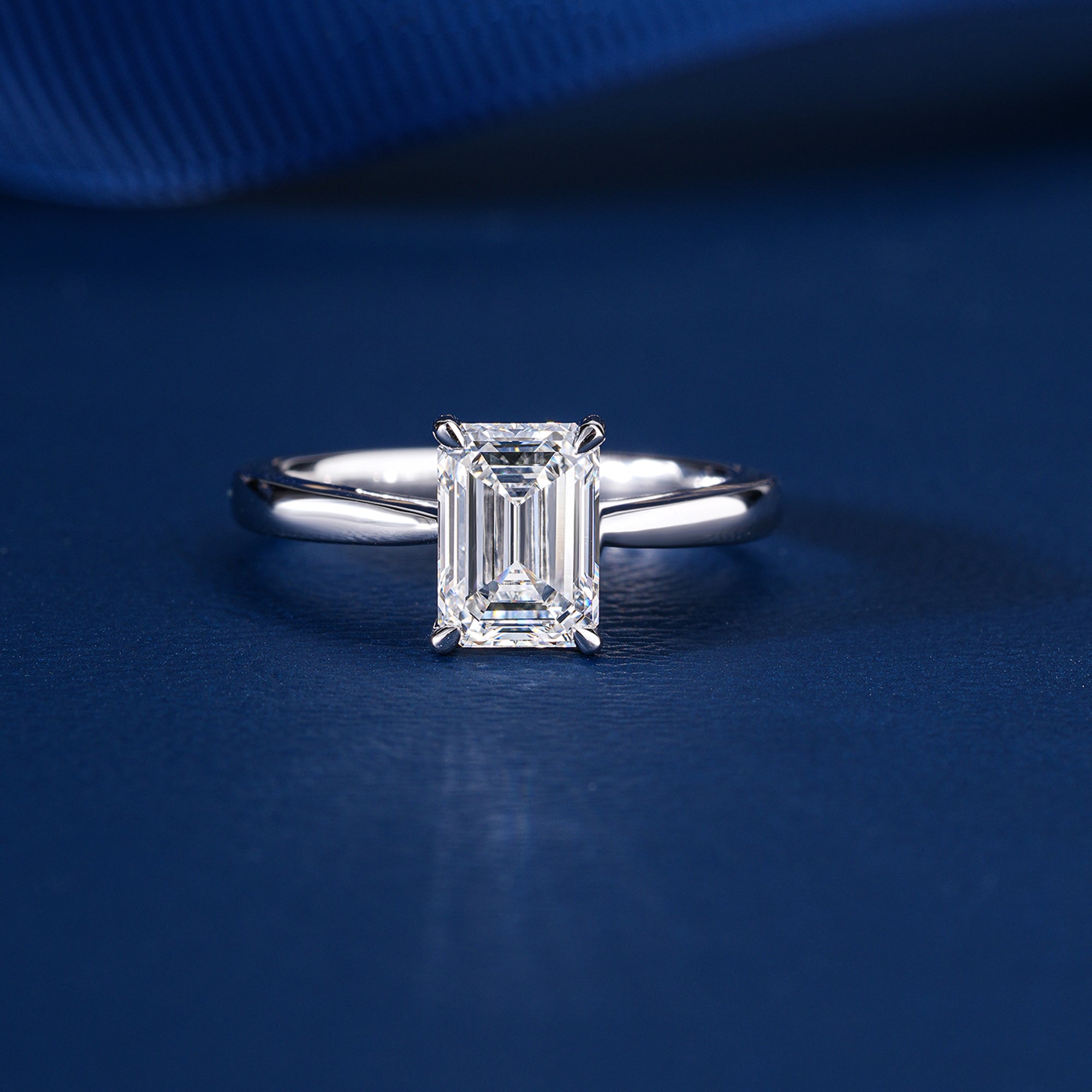 1.0 Carat Solitaire Ring Emerald Cut Diamond Engagement Ring