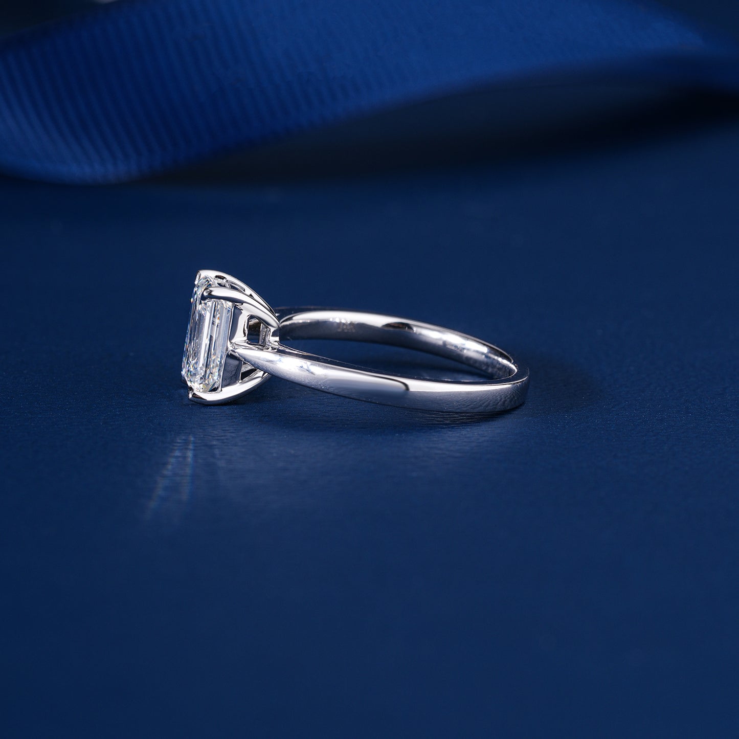1.50 Emerald Cut Lab Grown , Solitaire Engagement Ring