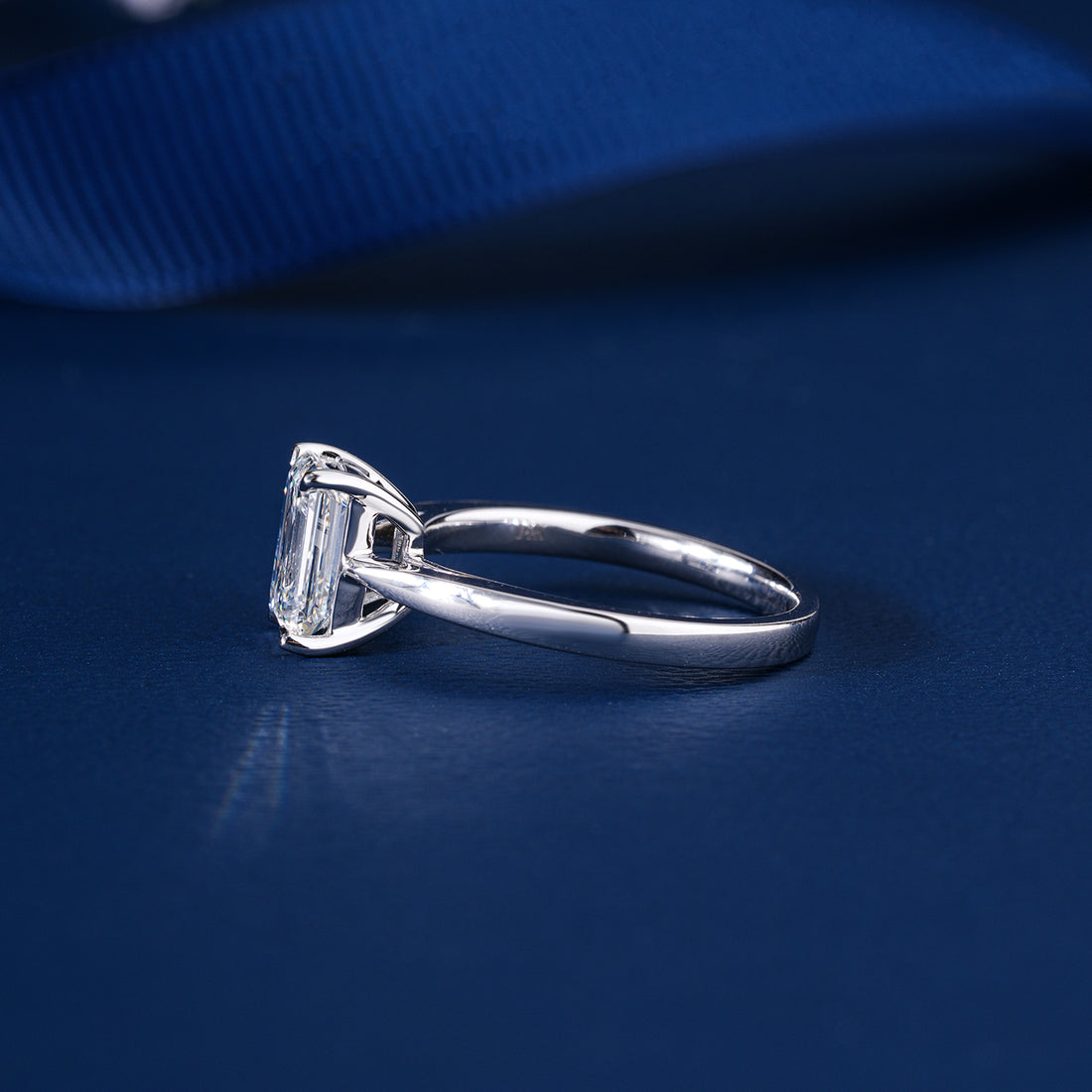 1.0 Carat Solitaire Ring Emerald Cut Diamond Engagement Ring