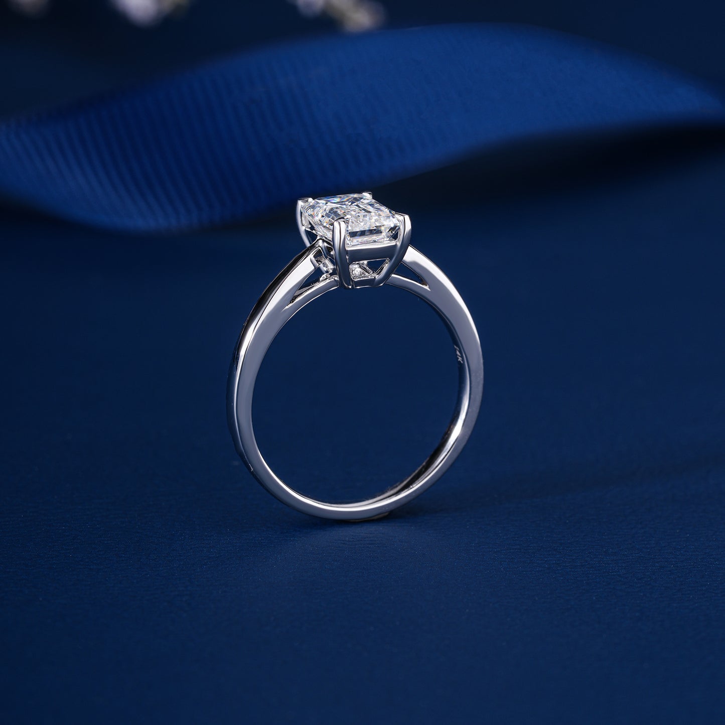 1.50 Emerald Cut Lab Grown , Solitaire Engagement Ring