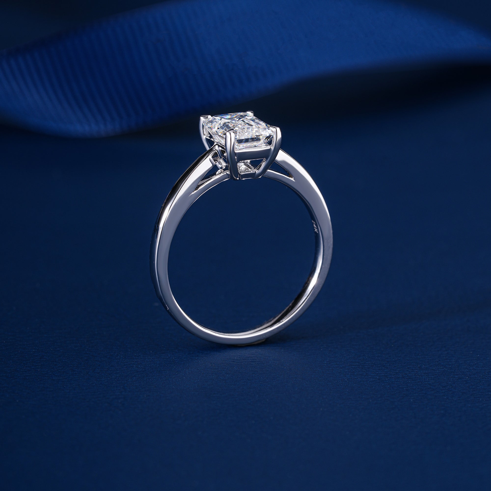 1.0 Carat Solitaire Ring Emerald Cut Diamond Engagement Ring