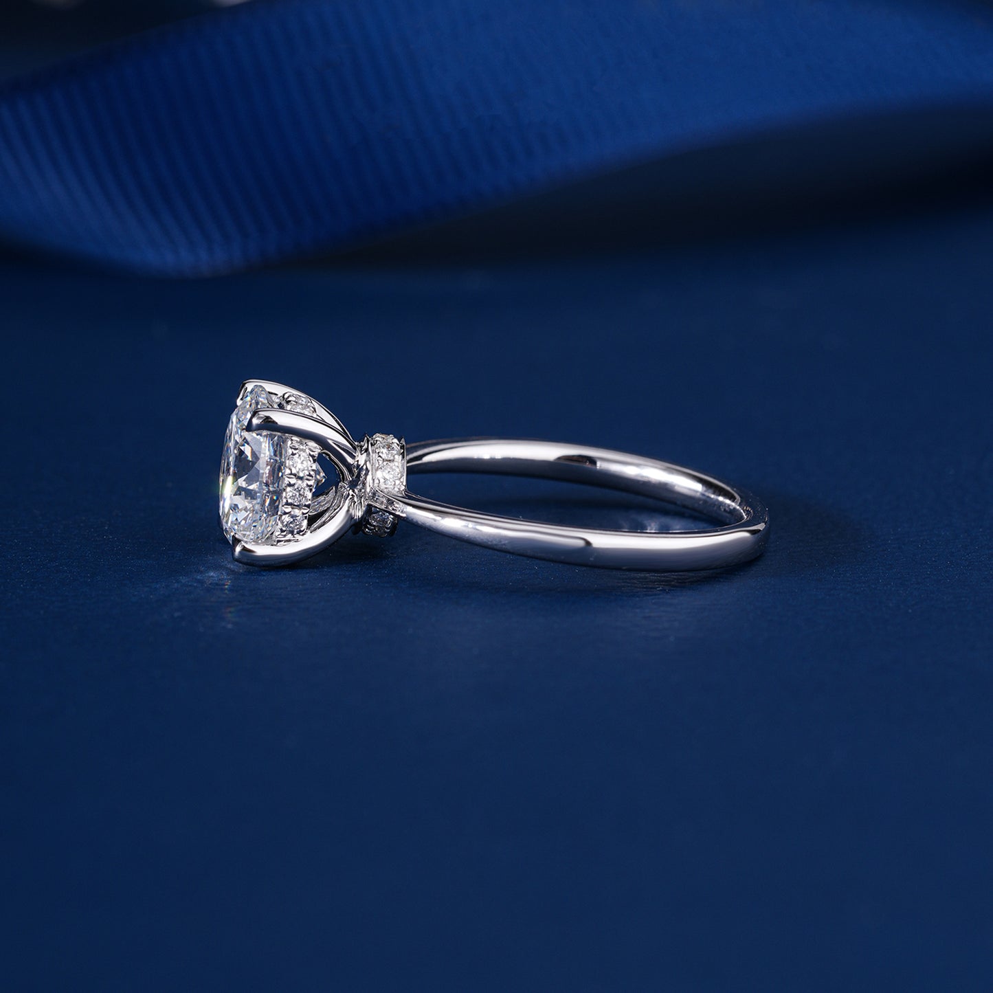 2.00 Ct Lab Grown Diamond Round Cut ,Hidden Halo Engagement ring